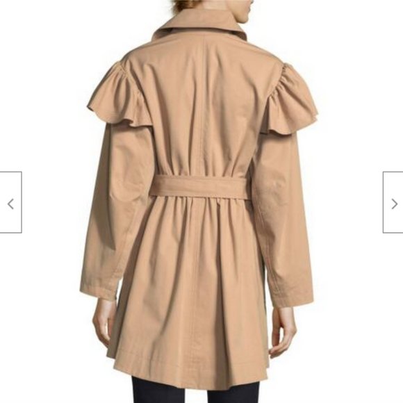 Rebecca Taylor Cotton Faille Ruffle Trench Coat S - Picture 2 of 6